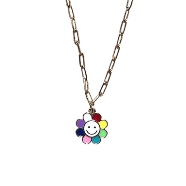 Happy Flower Necklace Necklaces Style 1 - Small paperclip chain: 60cm (ca. 24”) Necklace