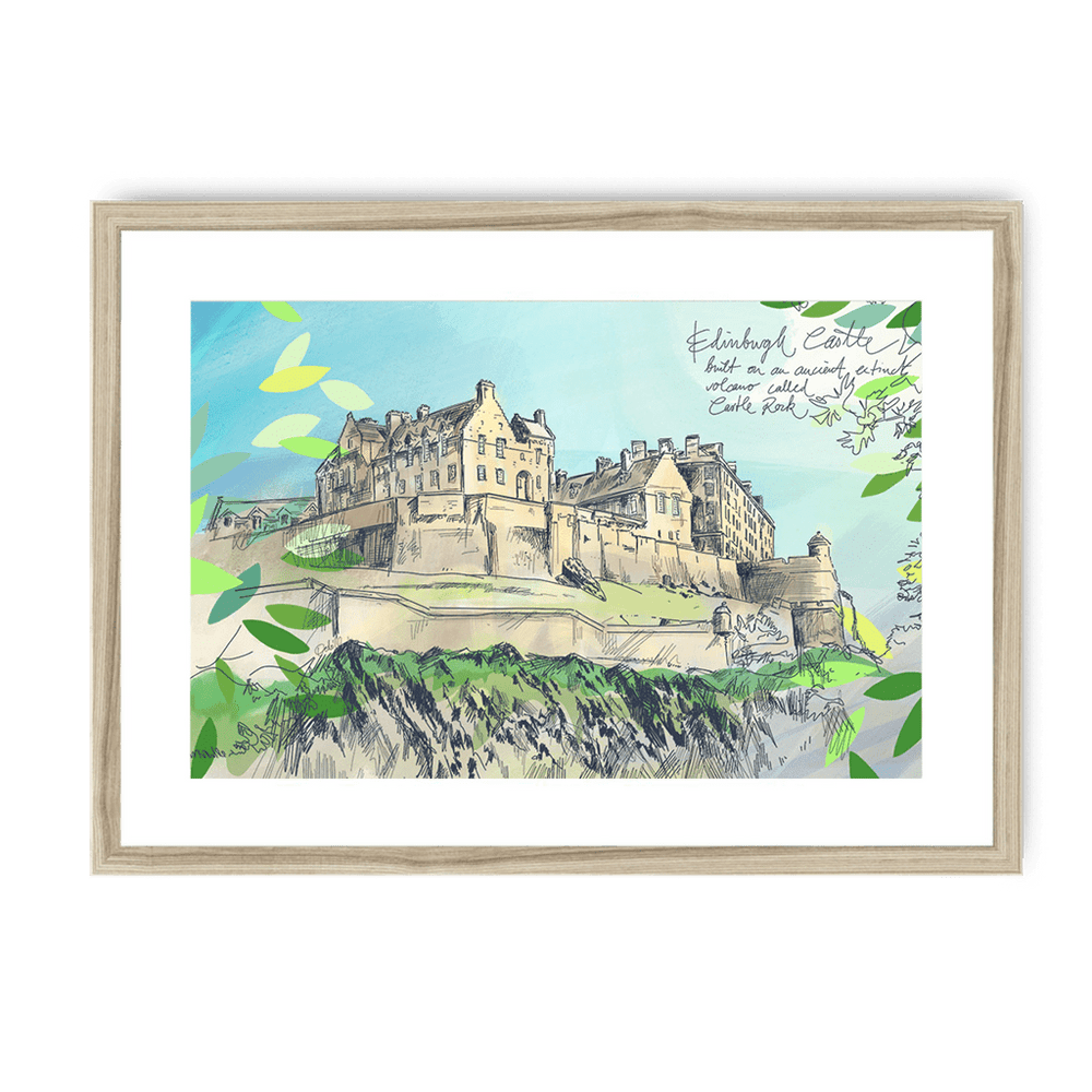 Edinburgh Castle Framed Print Essential Edinburgh A3 (297 X 420 mm) / Natural / White Mount Framed Print
