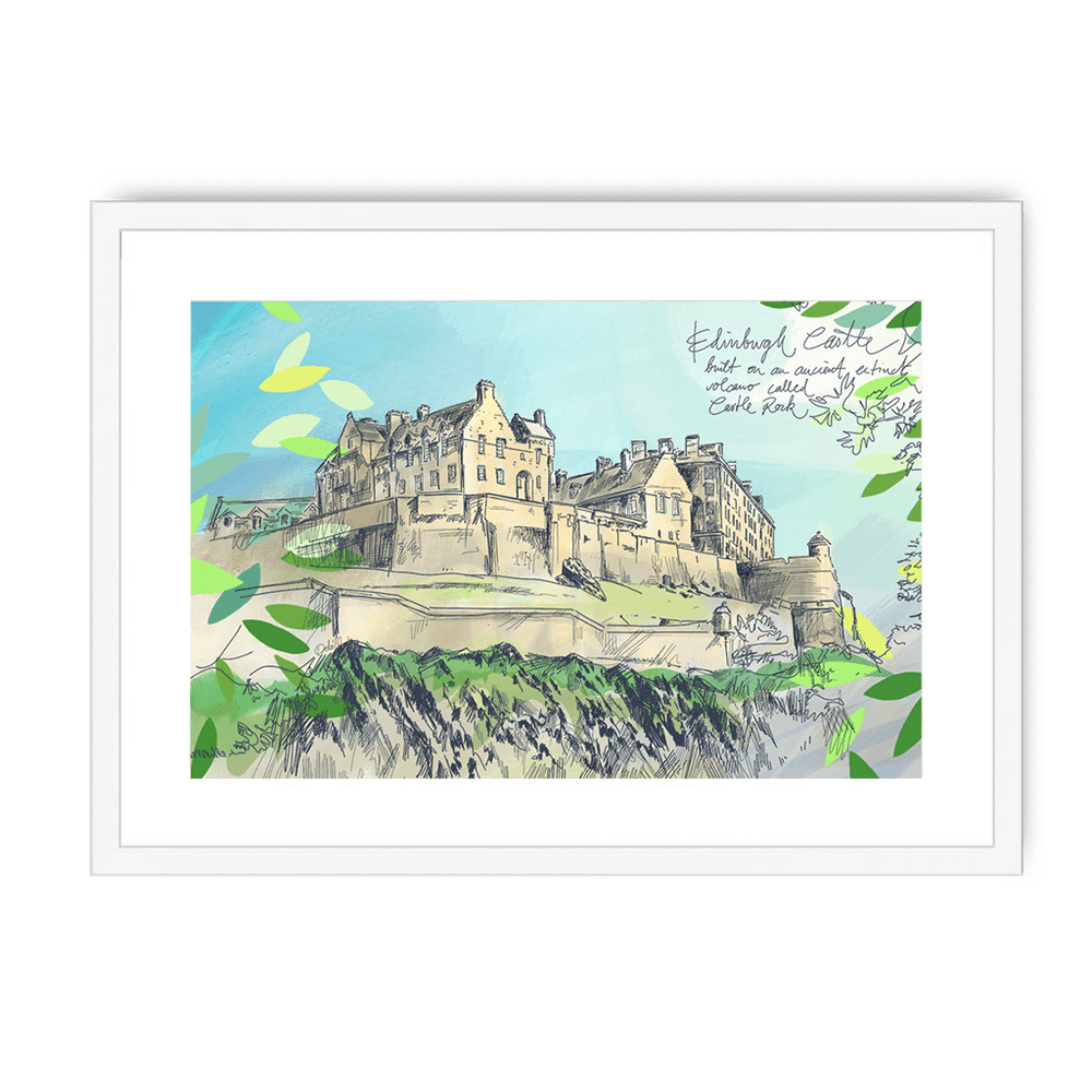 Edinburgh Castle Framed Print Essential Edinburgh A3 (297 X 420 mm) / White / White Mount Framed Print