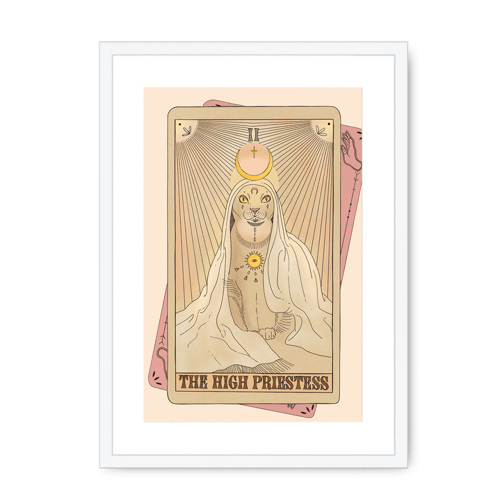 The High Priestess Framed Print Tarot Cats A3 (297 X 420 mm) / White / White Mount Framed Print