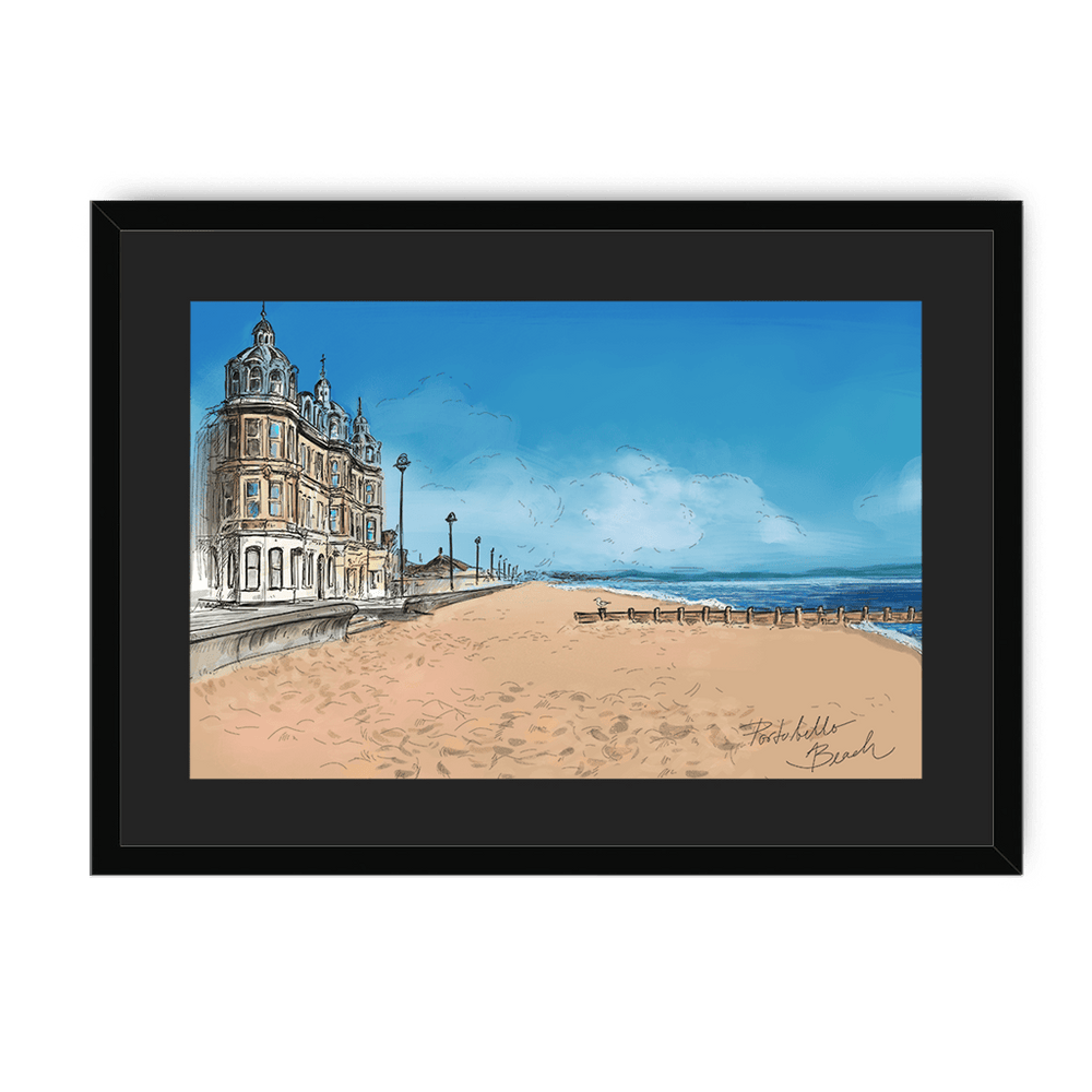 Portobello Beach Framed Print Essential Edinburgh A3 (297 X 420 mm) / Black / Black Mount Framed Print