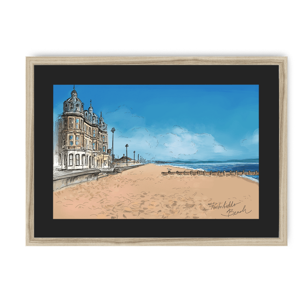 Portobello Beach Framed Print Essential Edinburgh A3 (297 X 420 mm) / Natural / Black Mount Framed Print