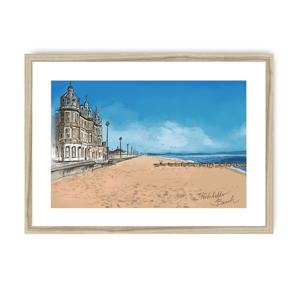 Portobello Beach Framed Print Essential Edinburgh A3 (297 X 420 mm) / Natural / White Mount Framed Print