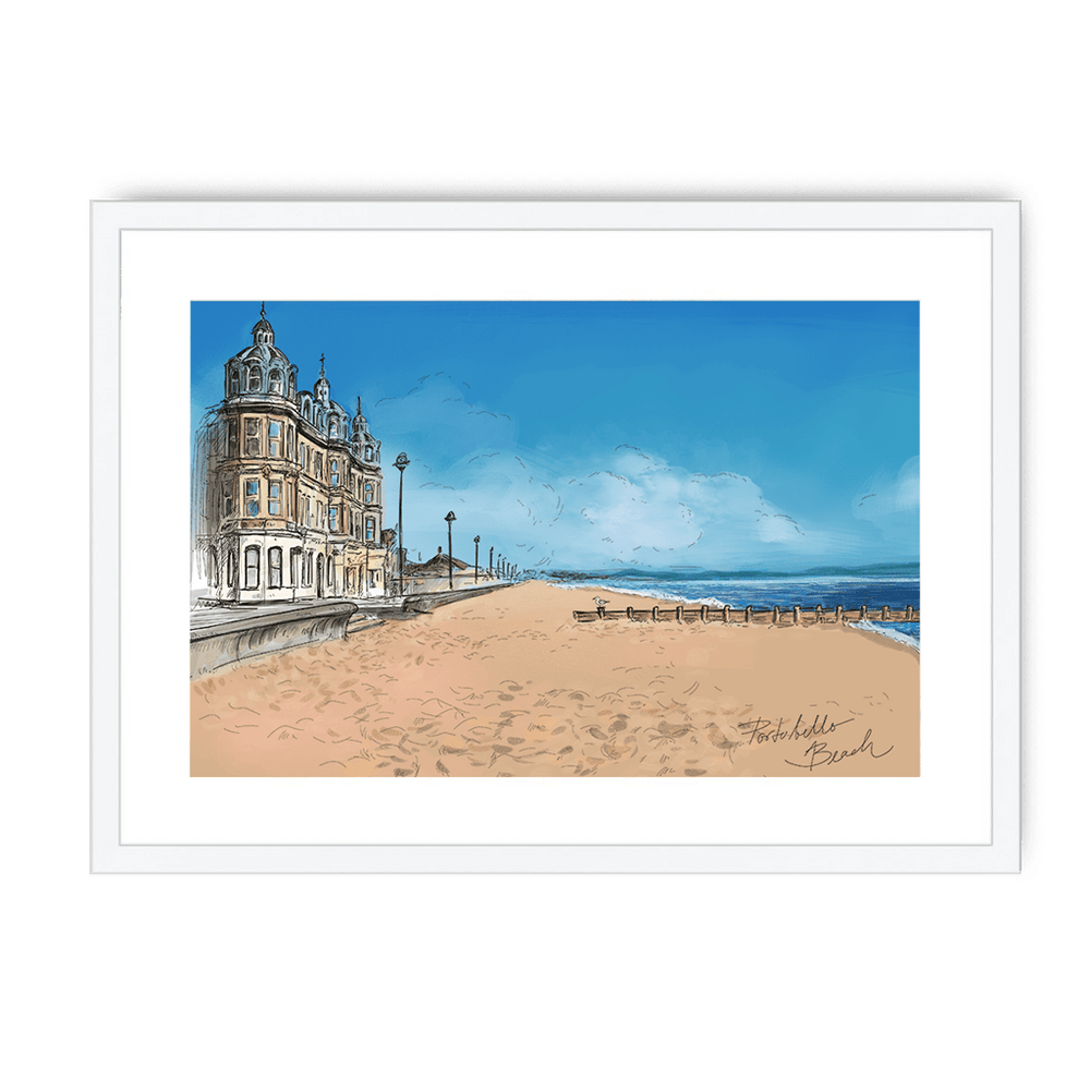 Portobello Beach Framed Print Essential Edinburgh A3 (297 X 420 mm) / White / White Mount Framed Print