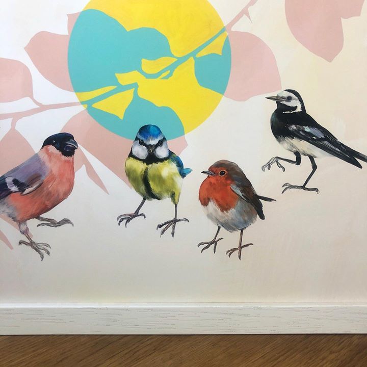 Image of Bird-European robin-Finch-Songbird-Watercolor paint-Beak-Perching bird-Branch-Illustration-1594690294025450