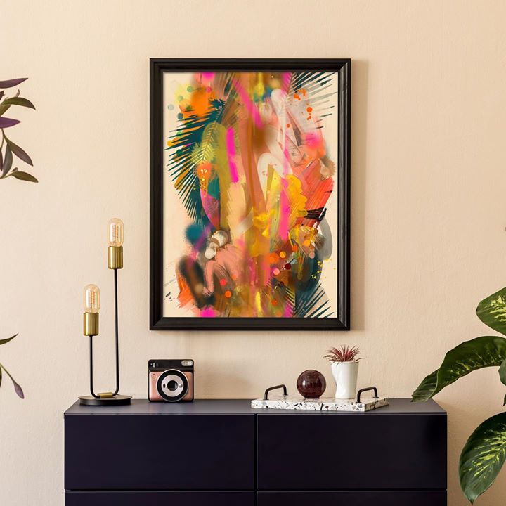 Image of Modern art-Wall-Room-Art-Painting-Feather-Rectangle-Picture frame-Interior design-1647511452076667