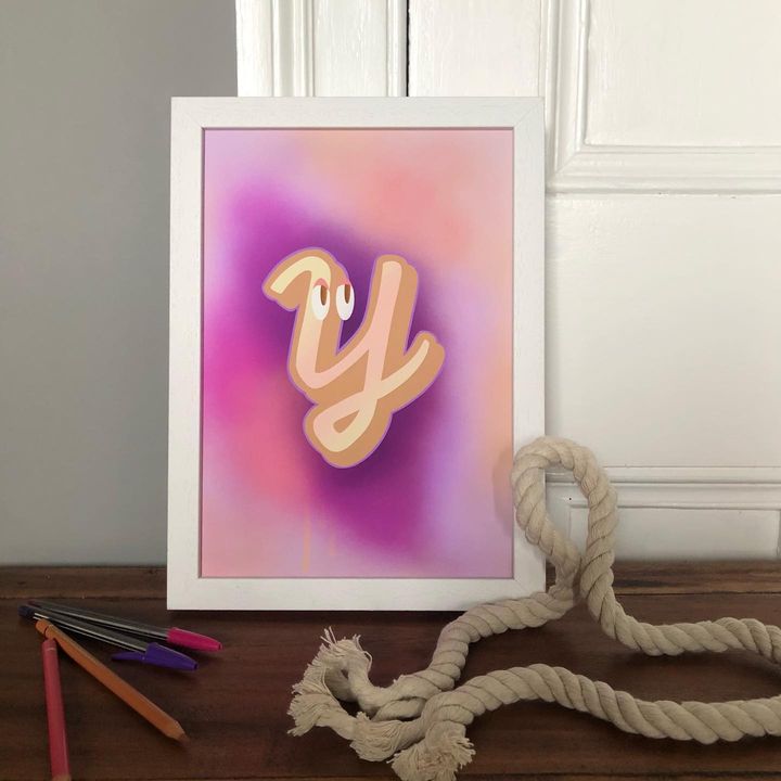 Image of Picture frame-Purple-Wood-Textile-Art-Paint-Rectangle-Pink-Wall-2016614951832980