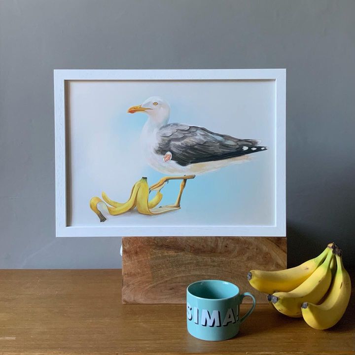 Image of Bird-Saba banana-Banana-Table-Wood-Beak-Art-Rectangle-Cup-2063990657095409