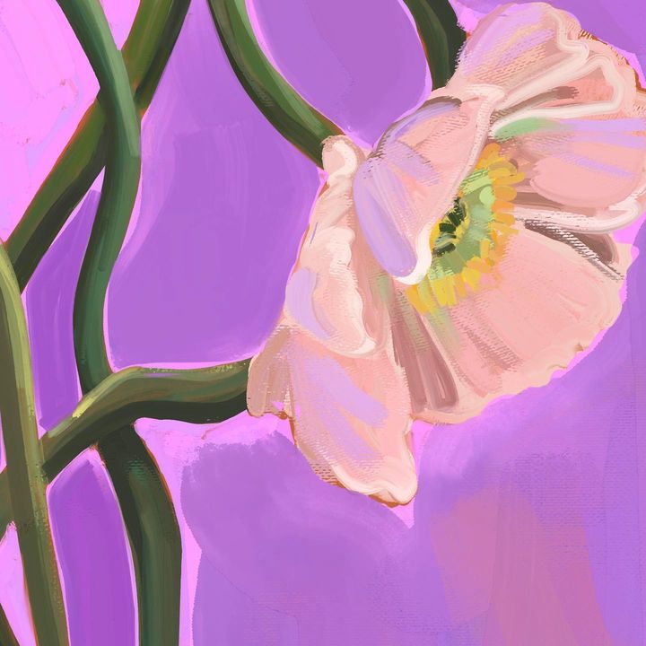 Image of Flower-Plant-Petal-Purple-Window-Pollinator-Art-Painting-Paint-1898539830307160