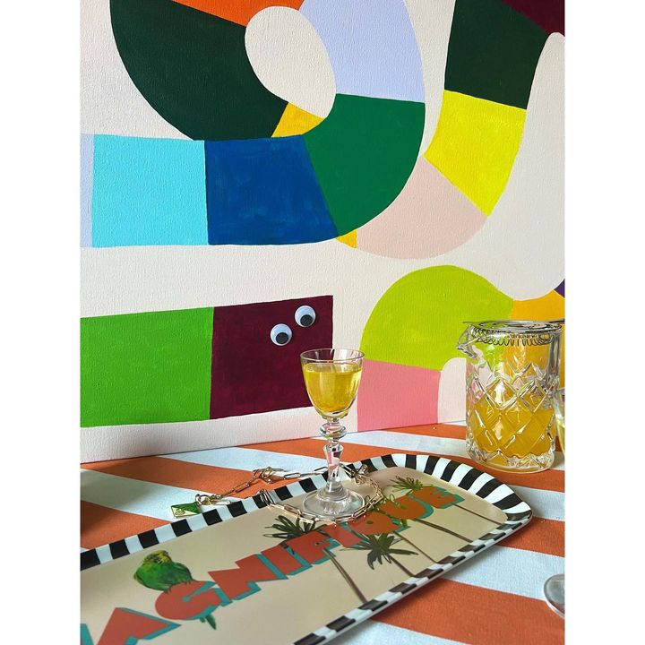 Image of Orange-Rectangle-Art-Tableware-Drinkware-Pattern-Font-Linens-Painting-608889134582685