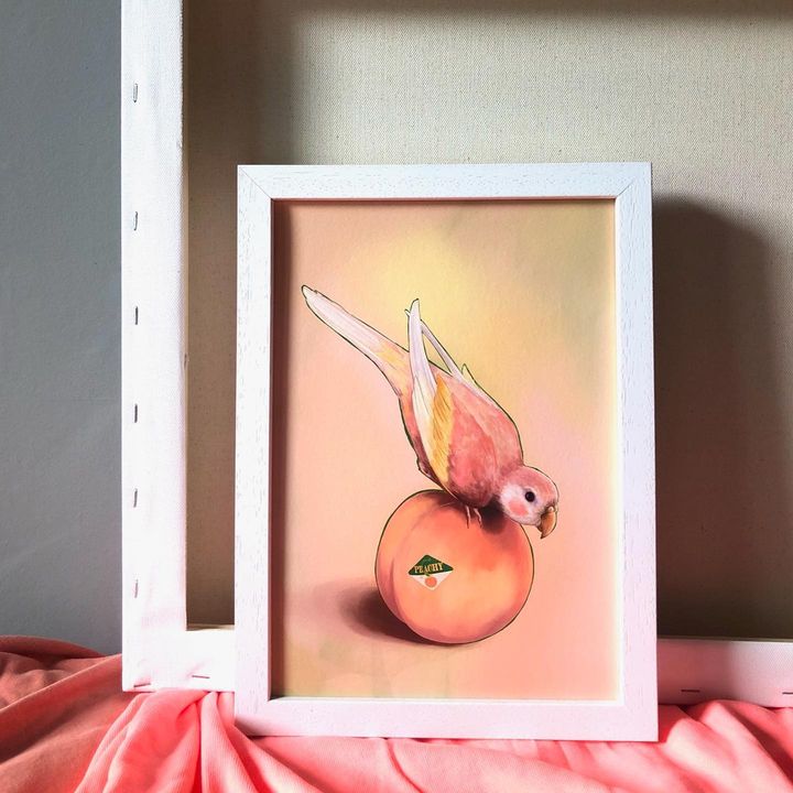 Image of Picture frame-Orange-Fruit-Art-Rectangle-Natural foods-Twig-Wood-Songbird-2105429412951533