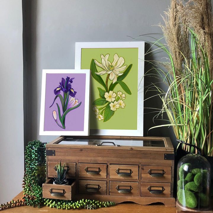 picture of Flower-Plant-Picture frame-Green-Cabinetry-Rectangle-Nature-Purple-Interior design-1946797955481347.jpg