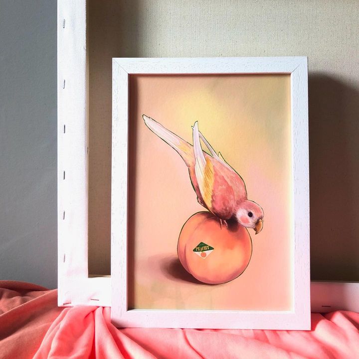 picture of Bird-Orange-Picture frame-Fruit-Art-Rectangle-Painting-Ingredient-Peach-2091240907703717.jpg