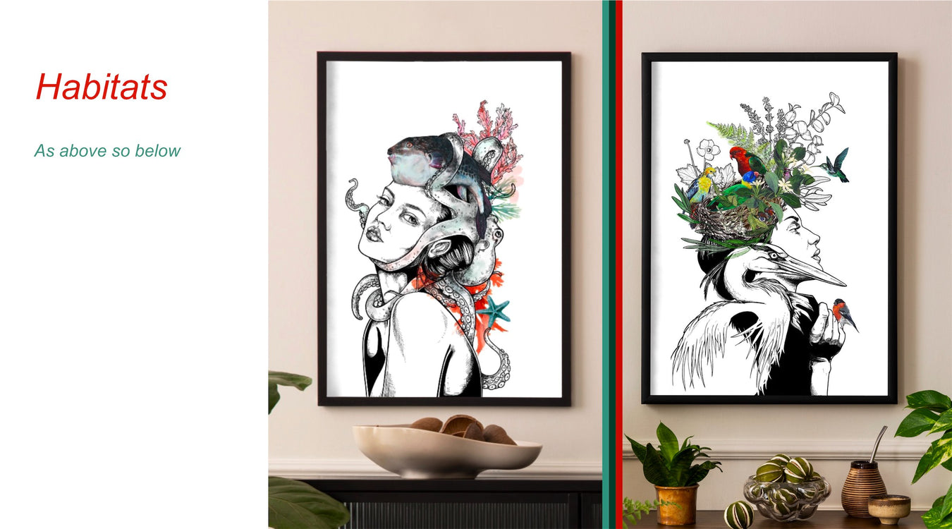 Framed wall art with a woman and nature