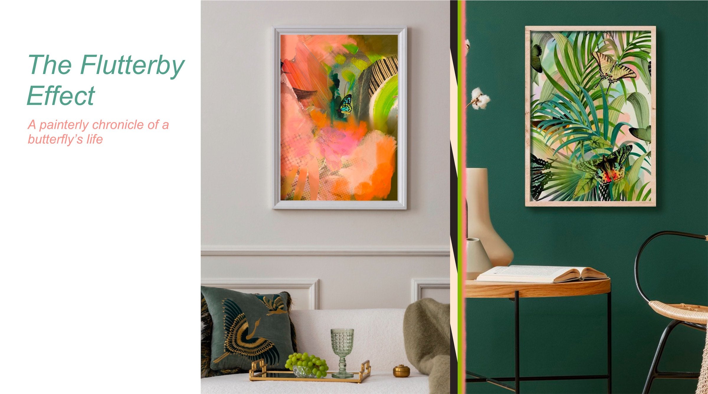 Framed ARtworks of abstract butterfly