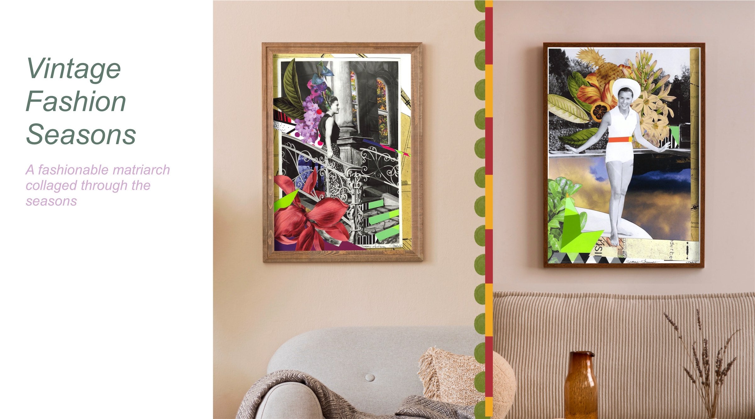 Framed Artwork from the vintage fashion seies