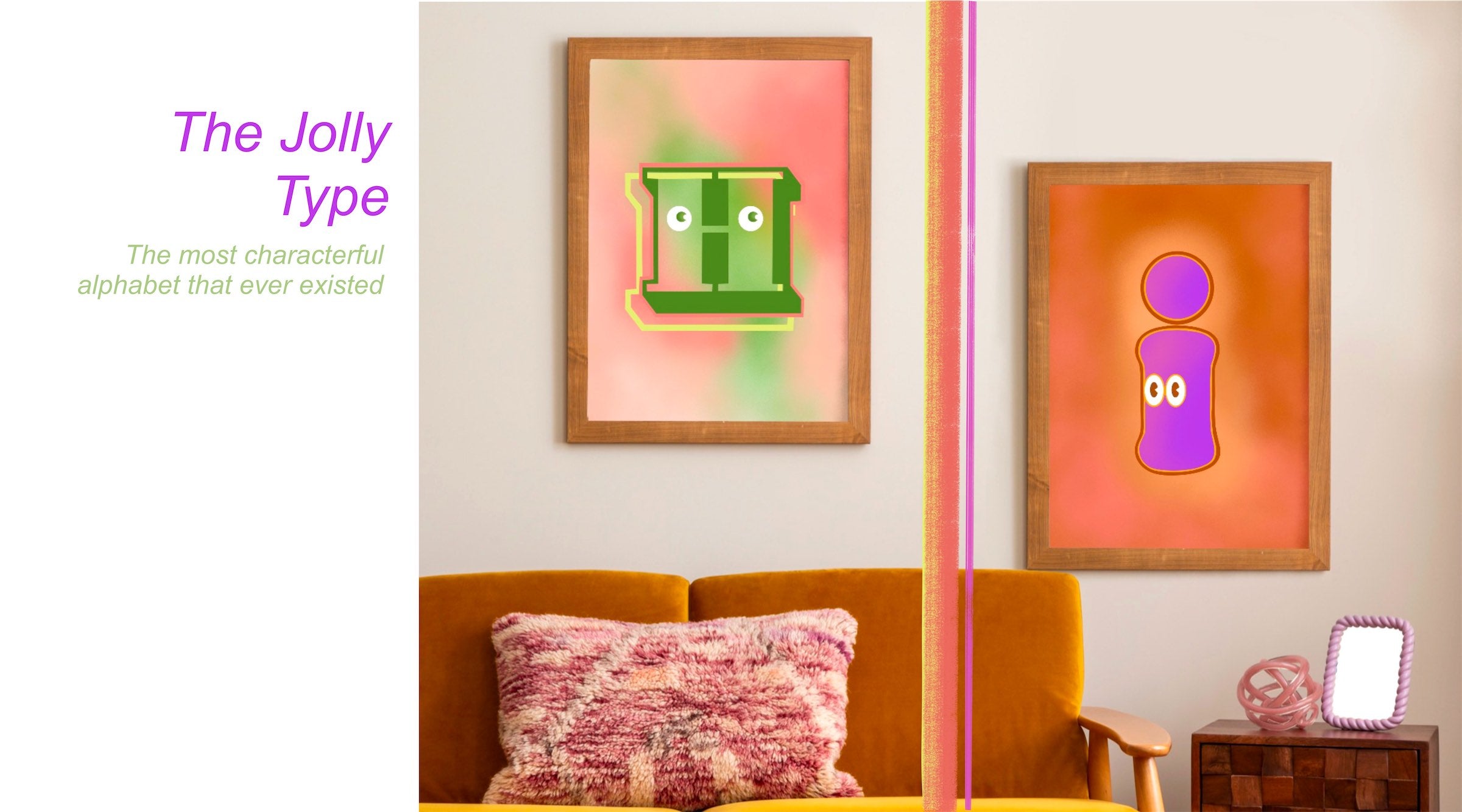 Letters H & I from the jolly type alphabet art prints