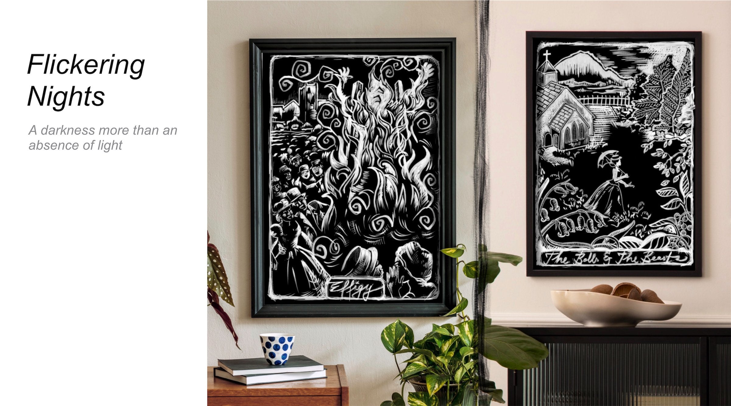 Flickering Nights Dark Wall Art