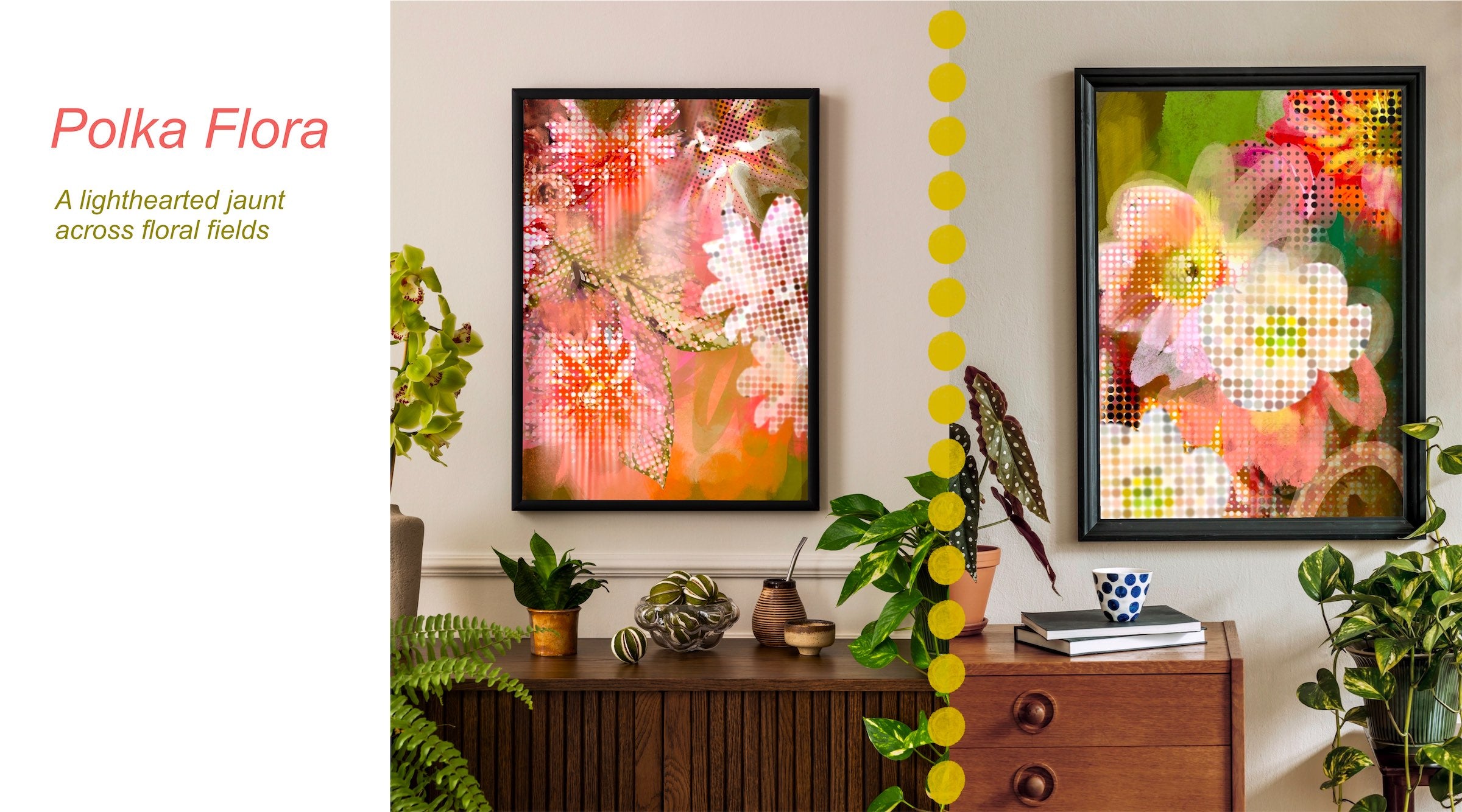 Abstract Artwork featuring Botanics and Polka Dots