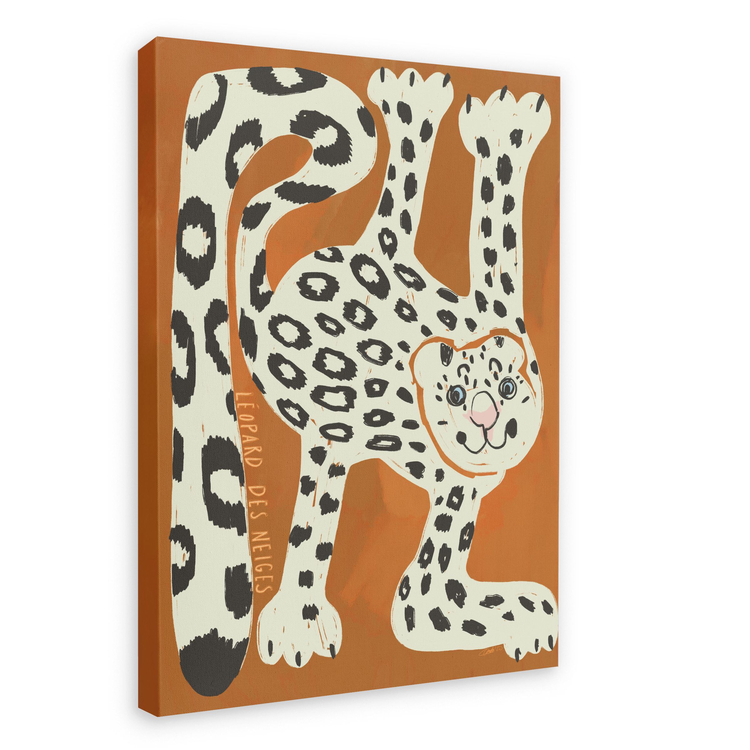 Leopard Des Neiges Matte Canvas Print Aventures Des Créatures 28"x40"(70x100 cm) Canvas Print