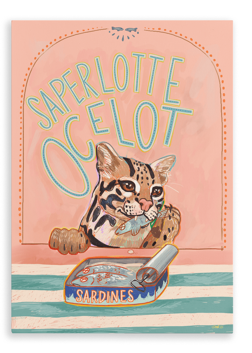 Saperlotte Ocelot Canvas Print Aventures Des Créatures 28"x40"(70x100 cm) Canvas Print