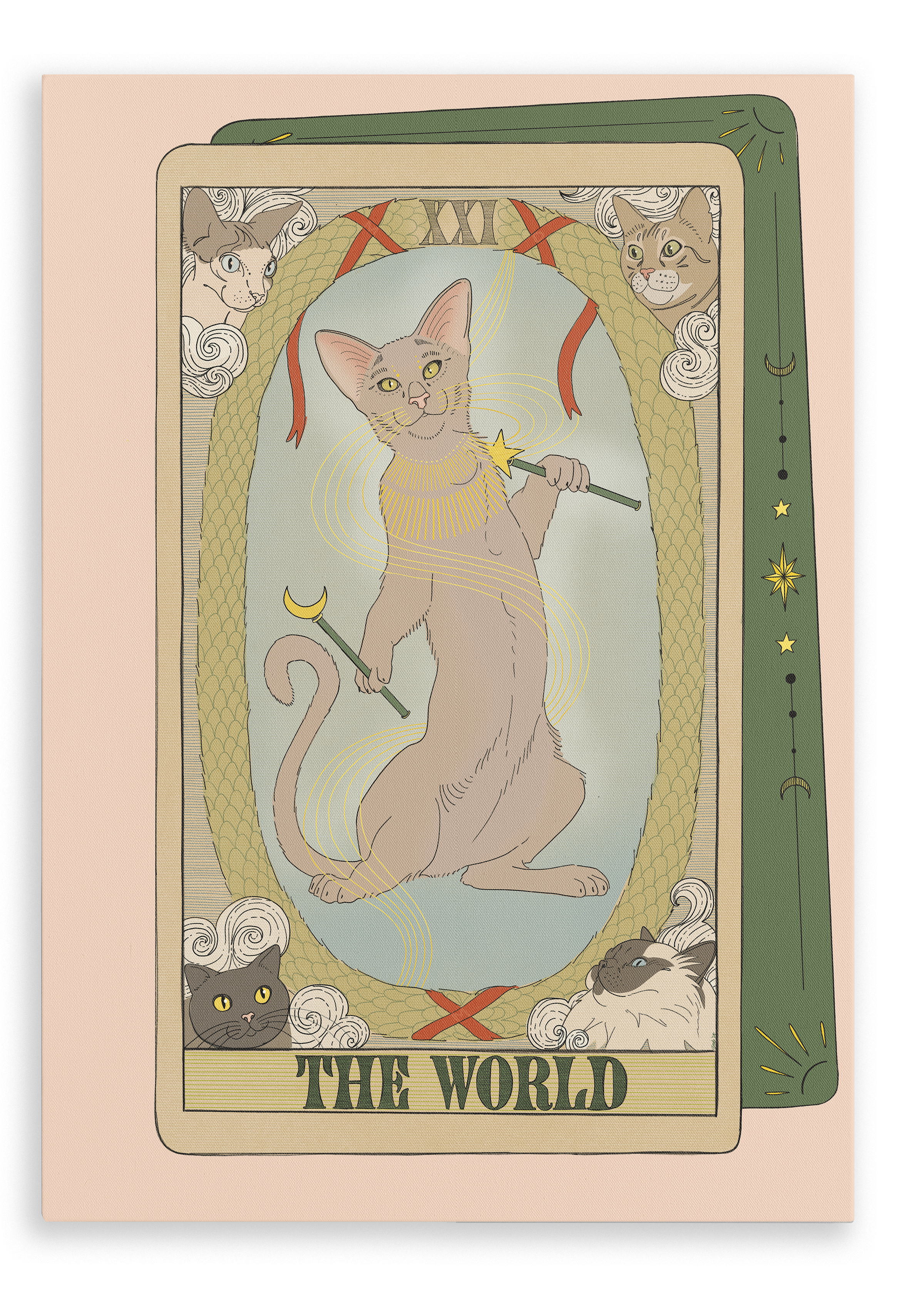 The World Canvas Print Tarot Cats 28