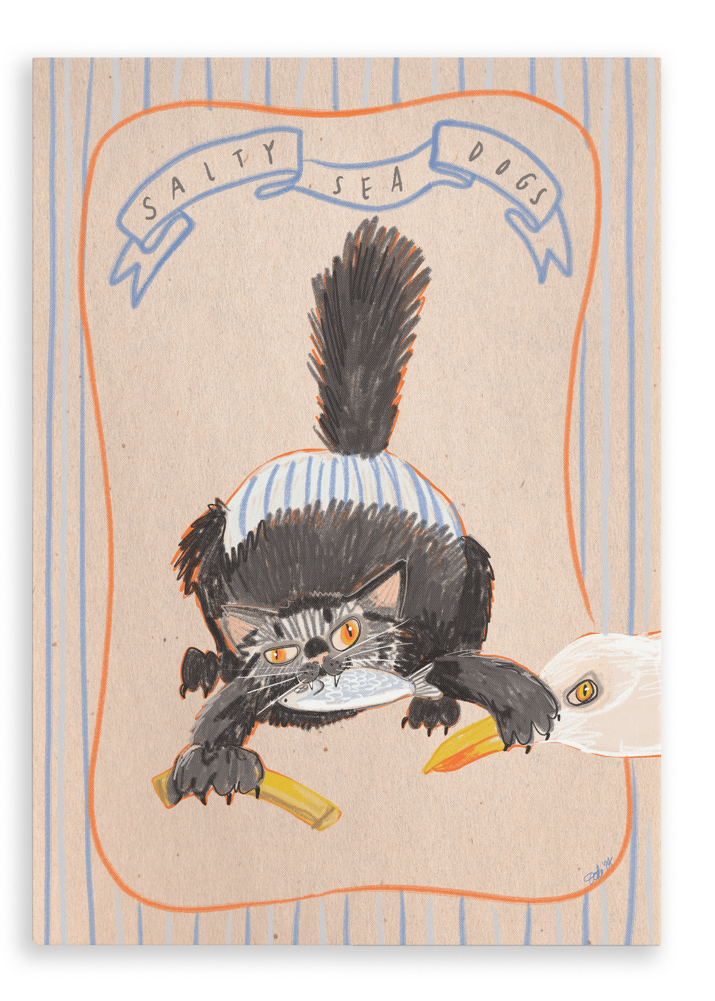 Salty Sea Dogs Matte Canvas Print Sketchy Strays 28