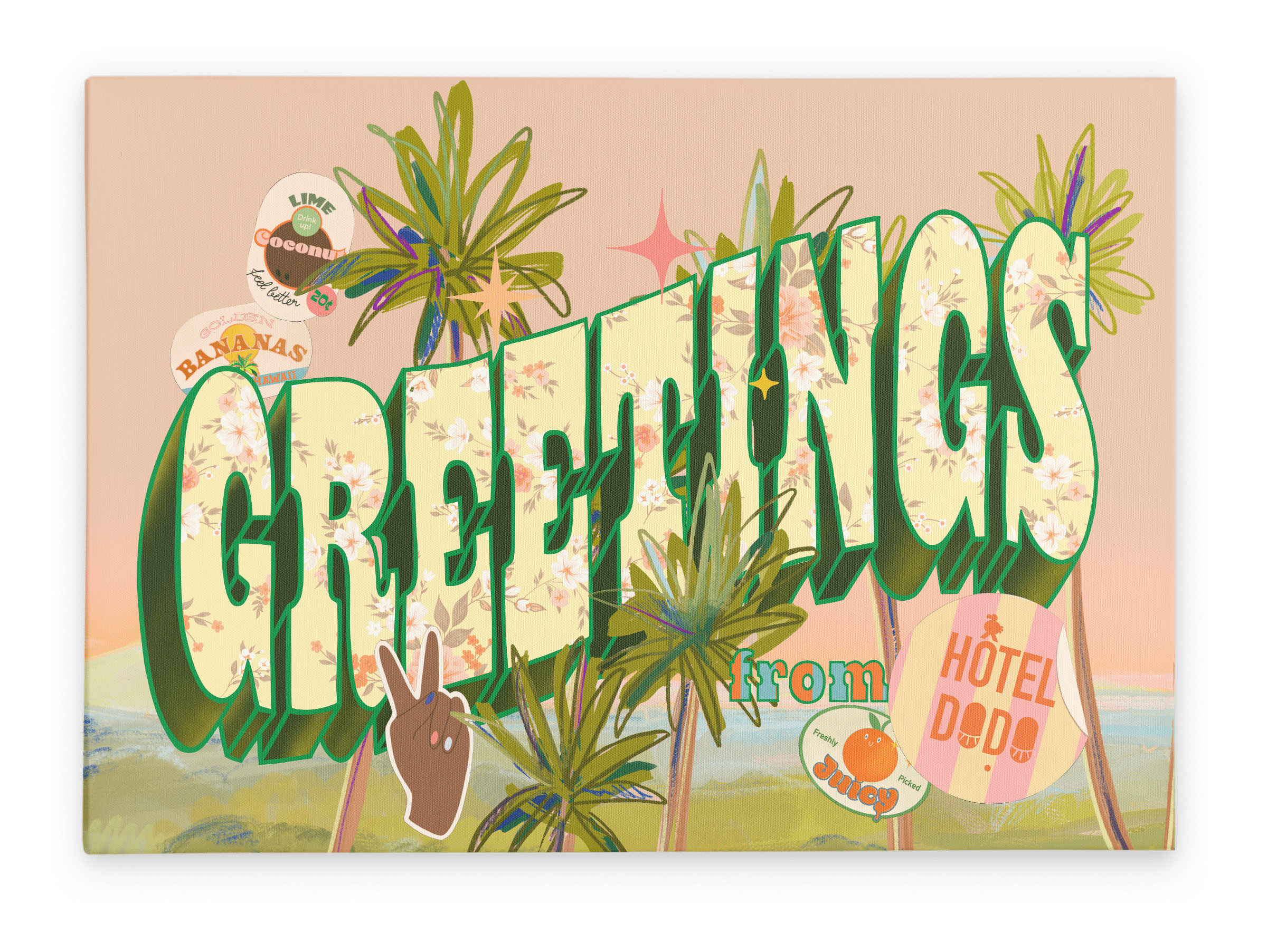 The Shromps Vintage Greetings Matte Canvas Print features 