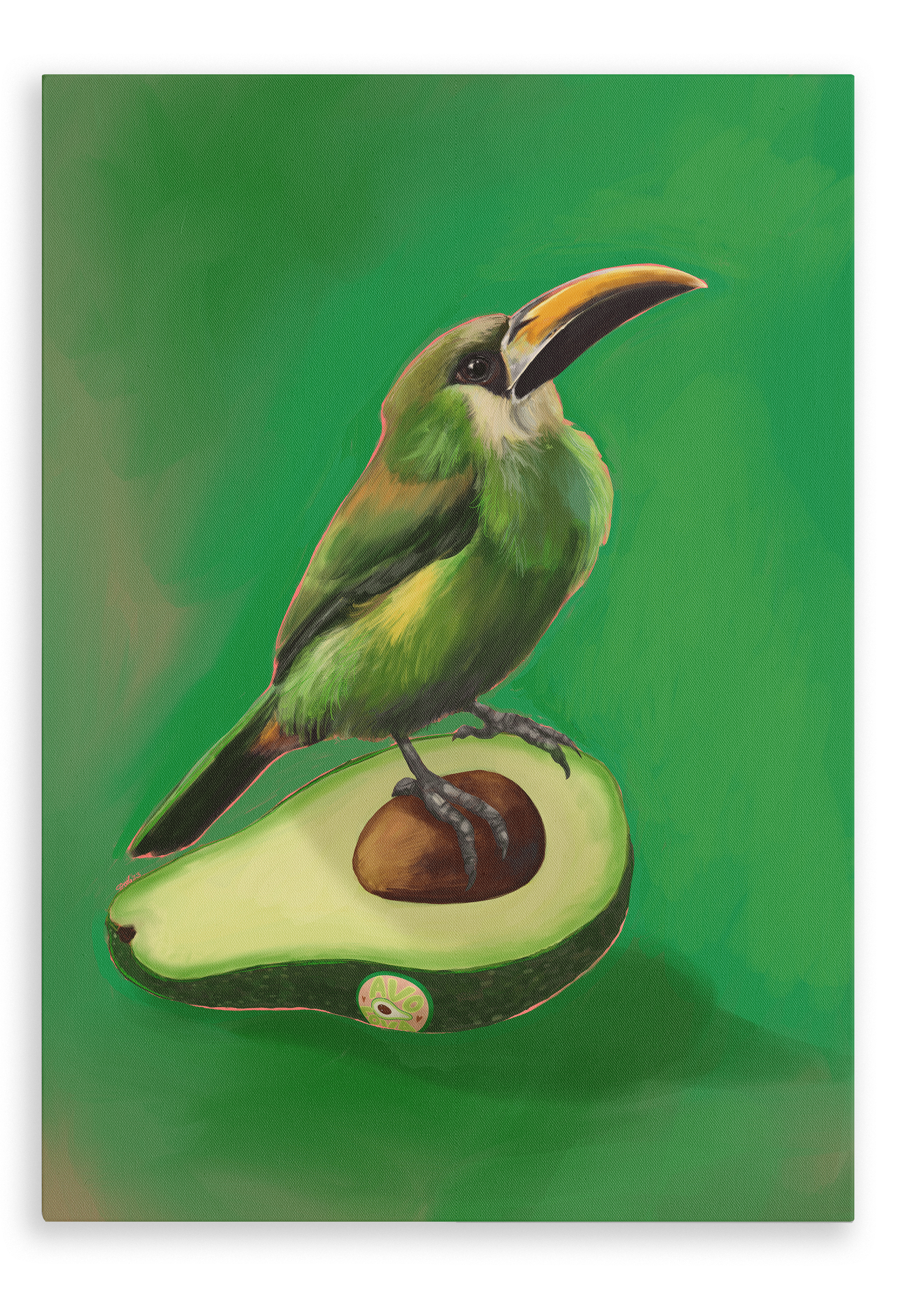 Avocado Aulacorhynchus (Green Toucanet) Giclée Canvas Print Sticky Beaks 28"x40"(70x100 cm) Canvas Print
