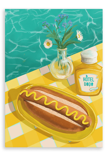Poolside Hotdog Giclée Canvas Print Hôtel Dodo 28"x40"(70x100 cm) Canvas Print