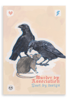 Showcasing two black crows and a brown rat alongside the text “Murder by Association, Pest by Design” with heart, lightning bolt, and skull symbols in the corners, the Murder Pest Matte Canvas Print from International Pestsellers is perfect for anyone intrigued by clever crows and the infamous legacy of rats.