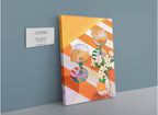 Bring vibrant style to your space with the “A L’Orange” Giclée Canvas Print by Hôtel Dodo, featuring cocktails, orange slices, and white neroli blossoms on a striped table—an ideal choice for fans of curated table settings.