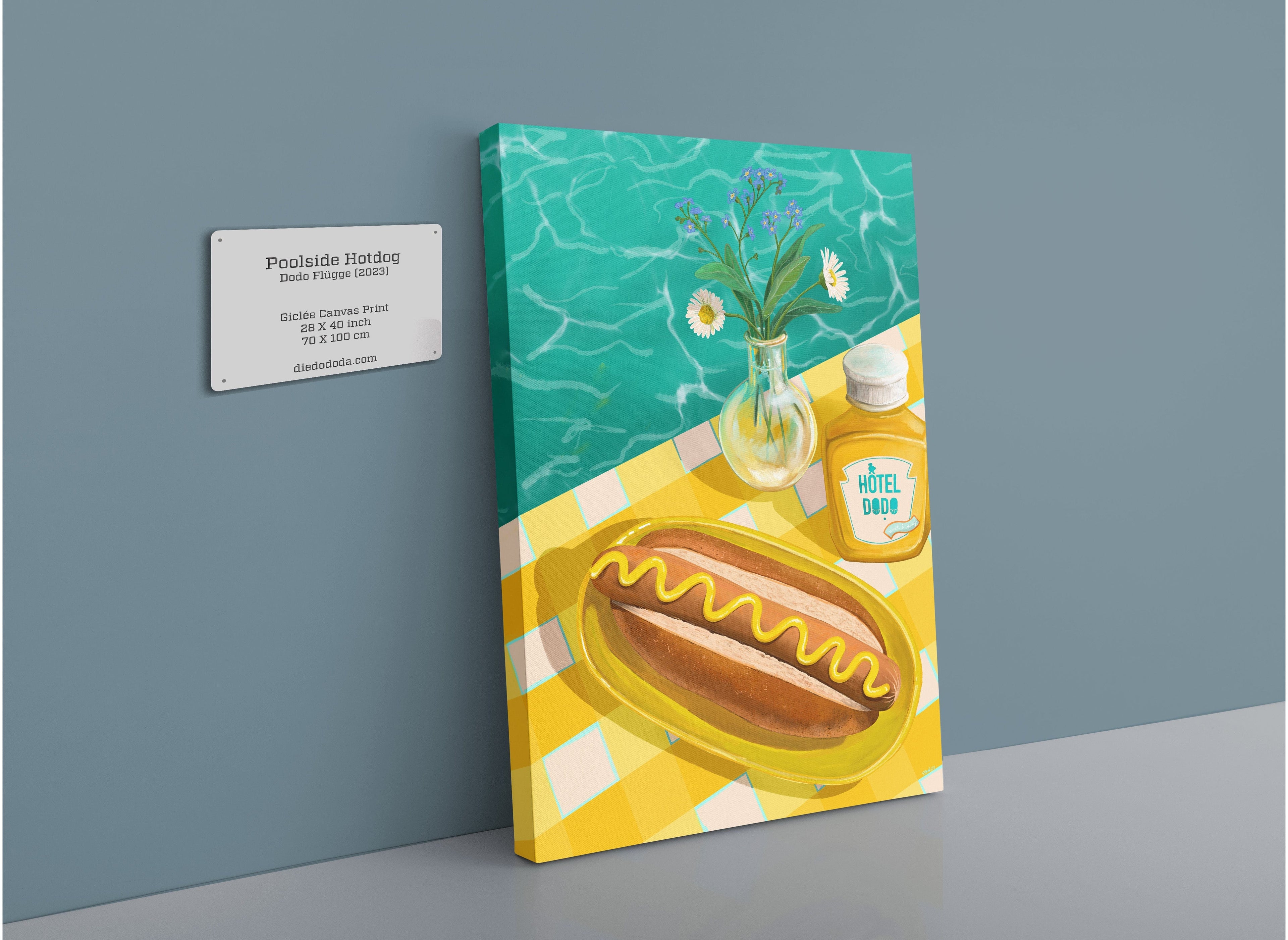Poolside Hotdog Giclée Canvas Print Hôtel Dodo 28"x40"(70x100 cm) Canvas Print