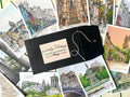 The Essential Edinburgh Mini Print Set includes 15 A6 original drawings in a black envelope—unique cityscape postcards that make a perfect Edinburgh souvenir or thoughtful Scotland gift.