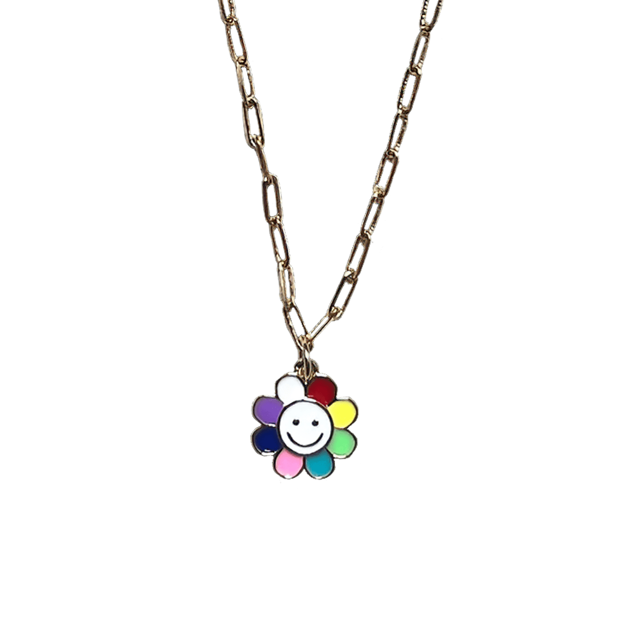 Happy Flower Necklace Necklaces Style 1 - Small paperclip chain: 60cm (ca. 24”) Necklace