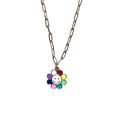 Happy Flower Necklace Necklaces Style 1 - Small paperclip chain: 60cm (ca. 24”) Necklace