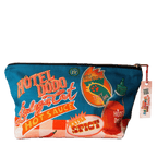The Bodega Cat Hot Sauce Pouch by Hôtel Dodo is a handmade cotton pouch with hot sauce graphics and zipper tag—ideal as a unique organiser for market days!.
