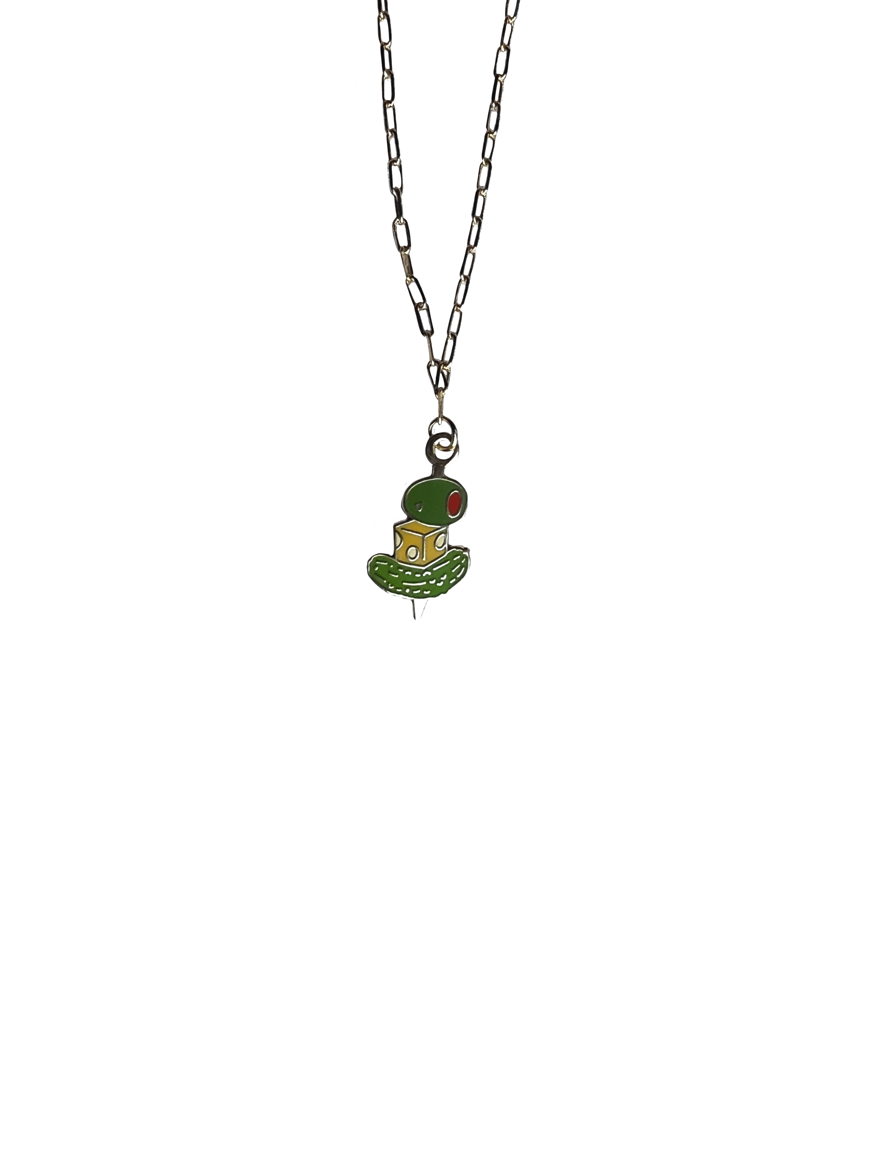 The Canapé Cutie Necklace by Necklaces features a frog-shaped pendant with a top hat, set against a black background.