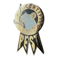 The Certified Pest Pin by Pins by diedododa is a gold and silver badge with a rat illustration, perfect for those with a spicy personality or as a charming pest certificate pin.