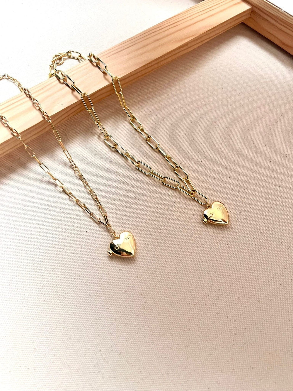 Wink Heart Locket Necklace Necklaces Style 1 - Medium paperclip chain short: 46cm (ca.18”) Necklace