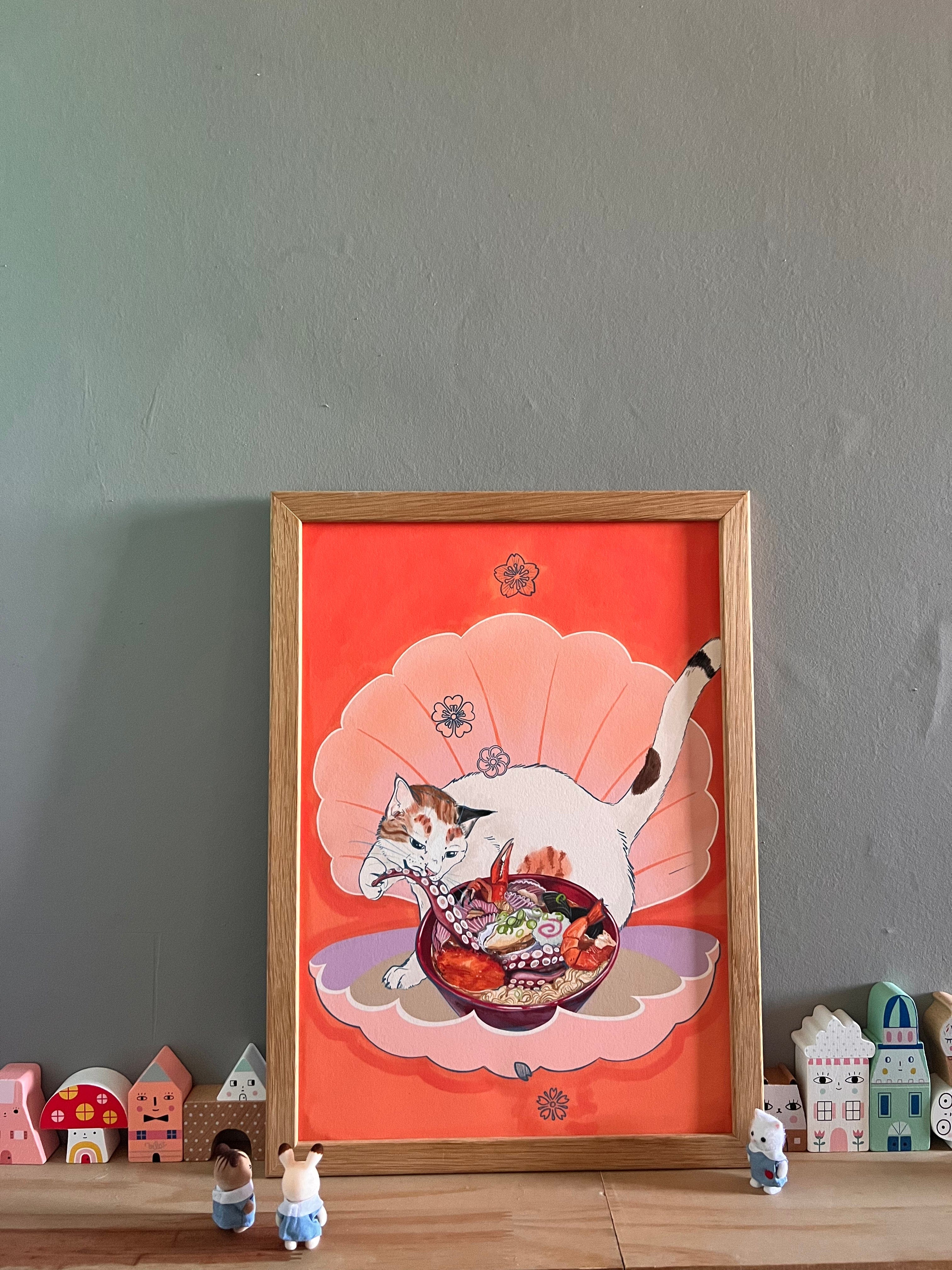 Seafood Ramen Thief a.k.a. Venus Of Pawticelli Giclée Art Print Kitsch Kanaveral Art Print