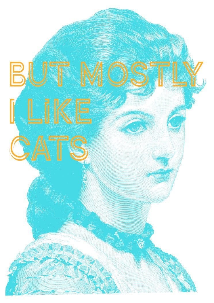 But Mostly I Like Cats Blue Matte Art Print But Mostly... A4 (21 X 29.7 cm) Art Print