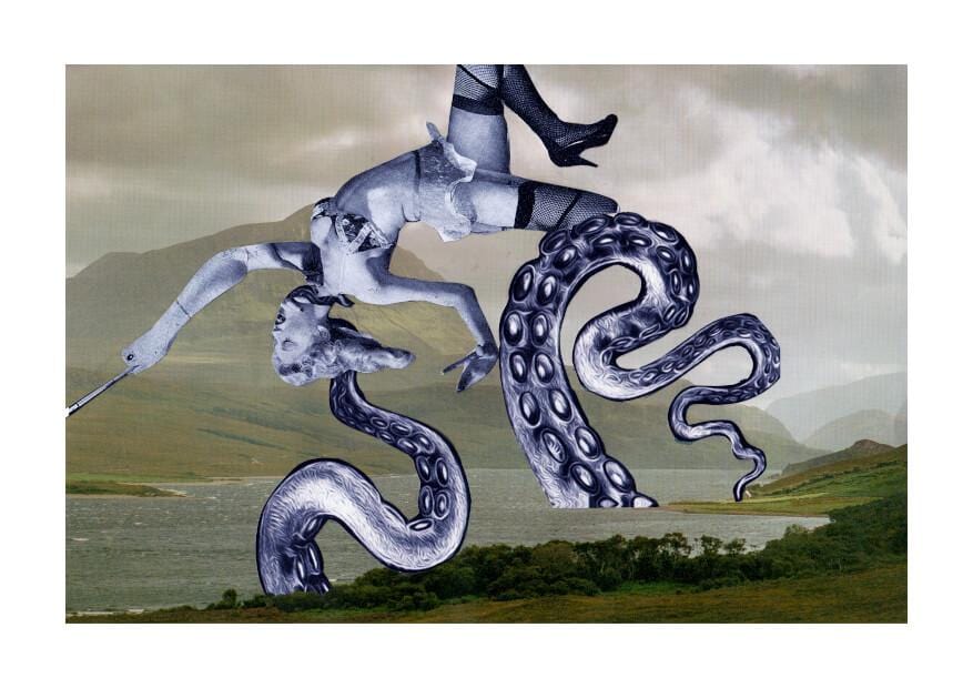 Loch Ness Kracken Matte Art Print Collage Corner Art Print