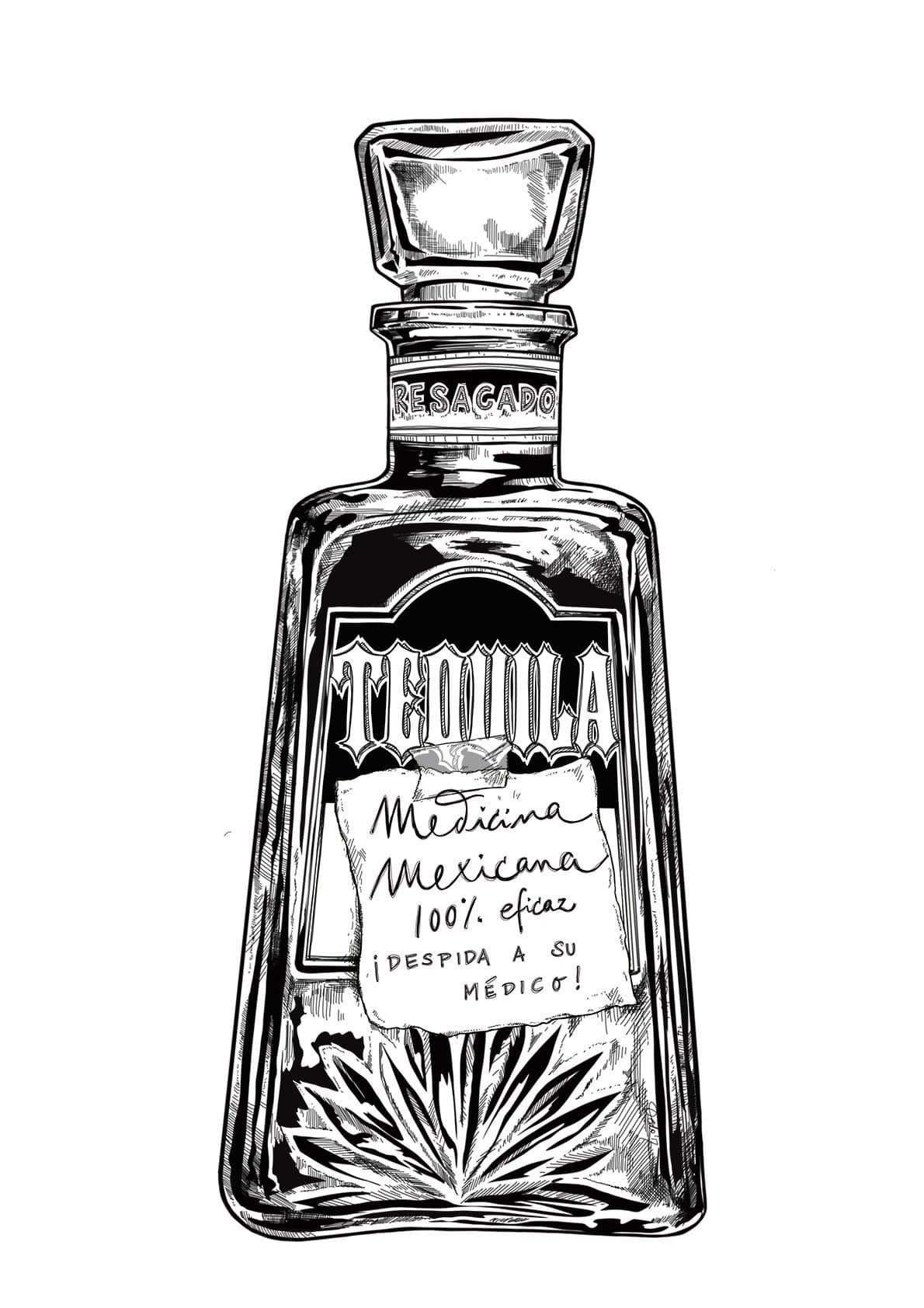 Tequila Medicina Mexicana Matte Art Print Potion & Poison Bottles Art Print