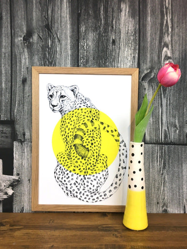 Wall Art Print, Gold leopard print yellow