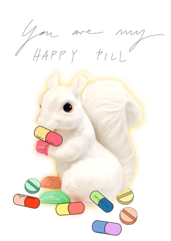 Squirrel Happy Pill Greeting Card Happy Pills Greeting Cards Card