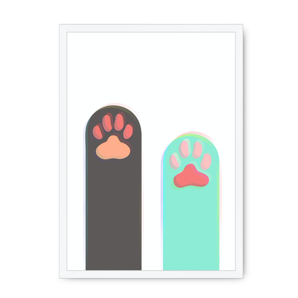 Paws Up Matte Framed Print Cat Cafe A4 Portrait / White Frame Framed Print