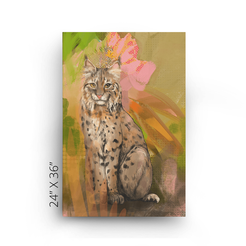 Bobcat Botanica Canvas Print Pawky Paws 24" X 36" Canvas Print