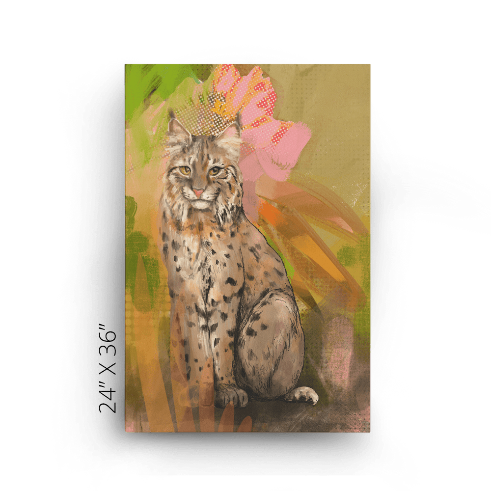 Bobcat Botanica Canvas Print Pawky Paws 24" X 36" Canvas Print