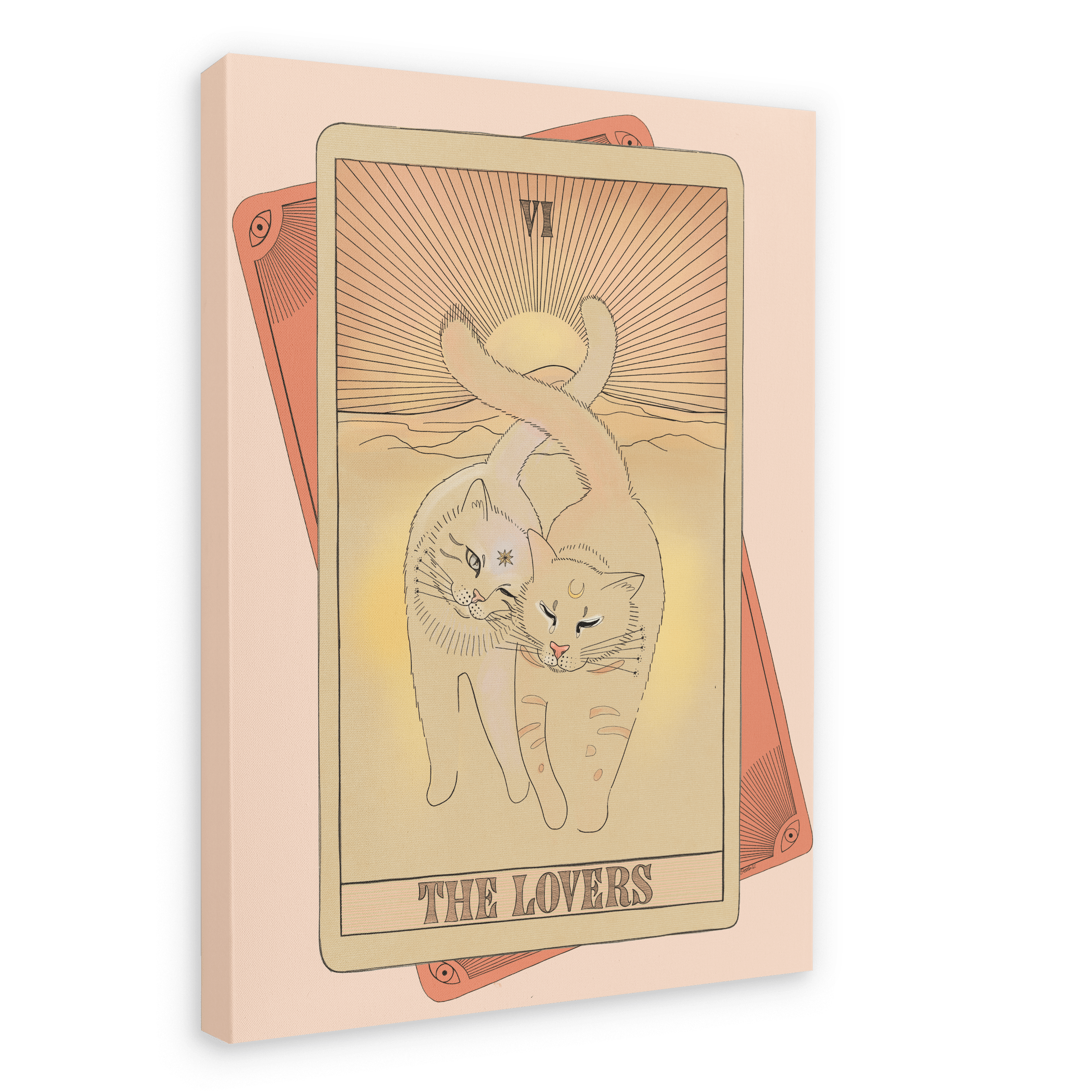 The Lovers Canvas Print Tarot Cats 28